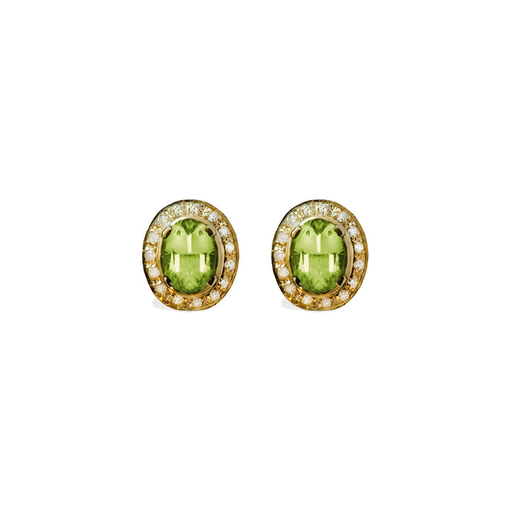 SW Oval Pave Gemstone Earrings (More Colors available)