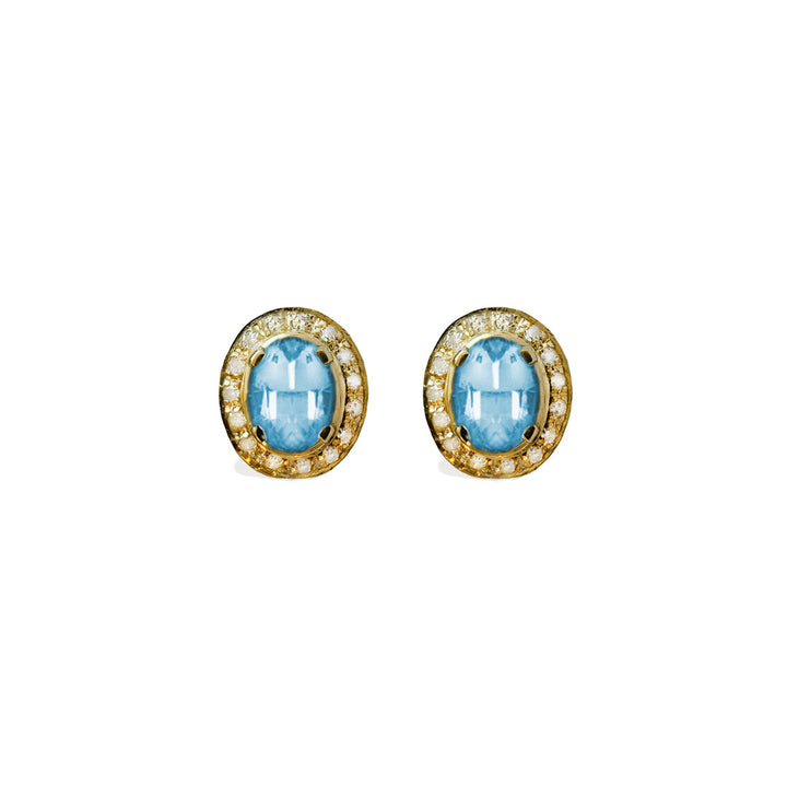 SW Oval Pave Gemstone Earrings (More Colors available)