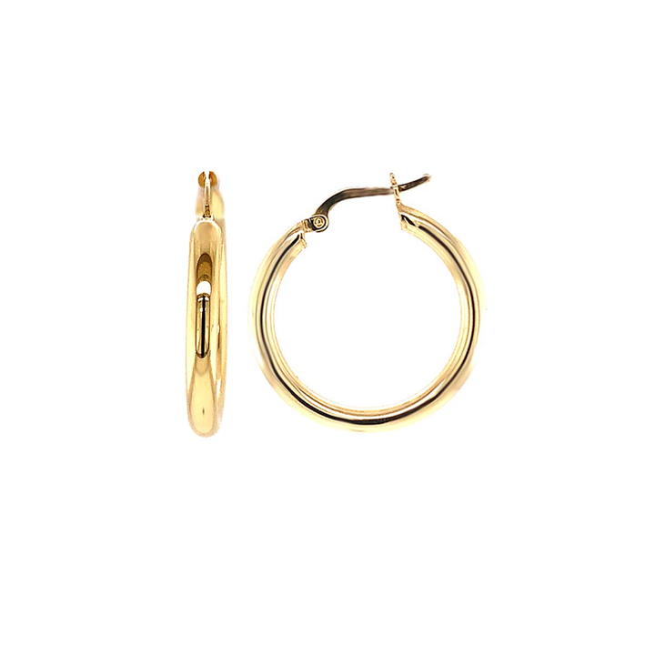 14K Gold Round Gold Tube Hoops