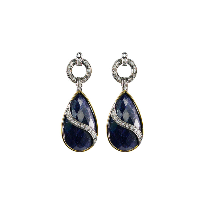 Sapphire with Diamond Wave Pendant Earrings