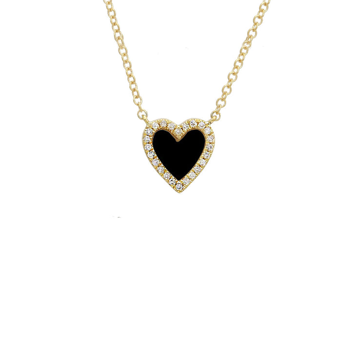 Gemstone and Diamond Heart Necklace - Small (More colors available)