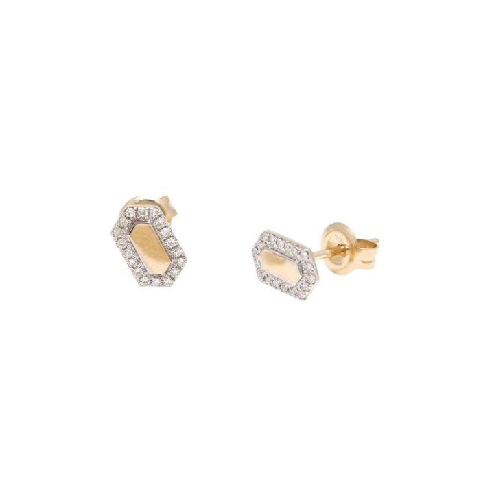 Small Pave And Gold Shapes Studs