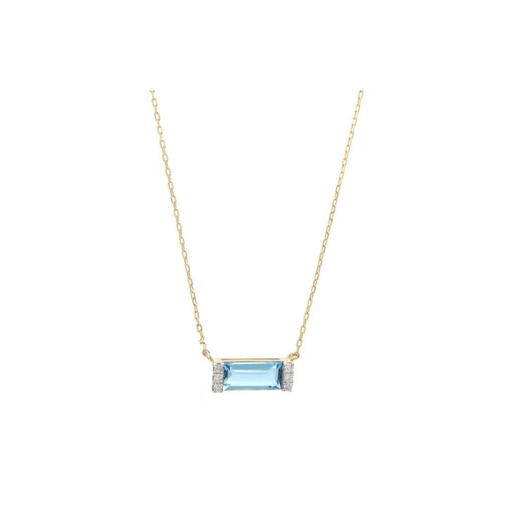 Solitaire Stone and diamond Necklace (More colors available)