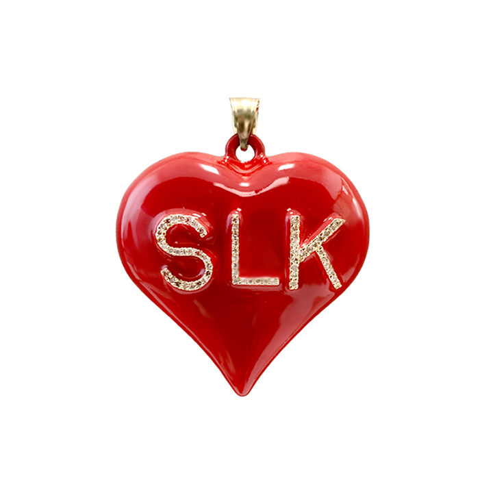 Special Edition Enamel Jumbo Heart With Diamond Initials (More colors available)