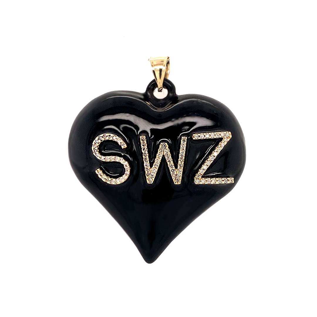 Special Edition Enamel Jumbo Heart With Diamond Initials (More colors available)