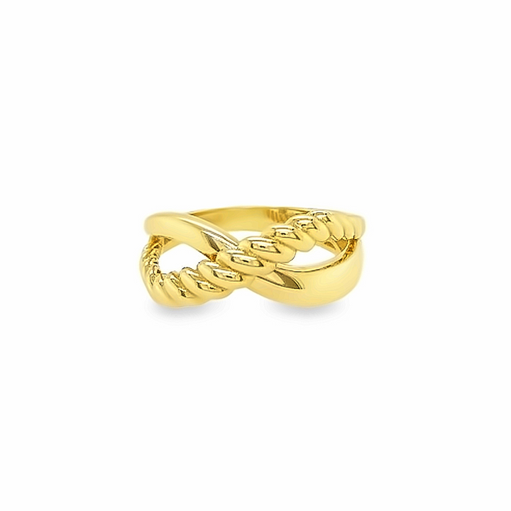 Textured crisscross gold ring