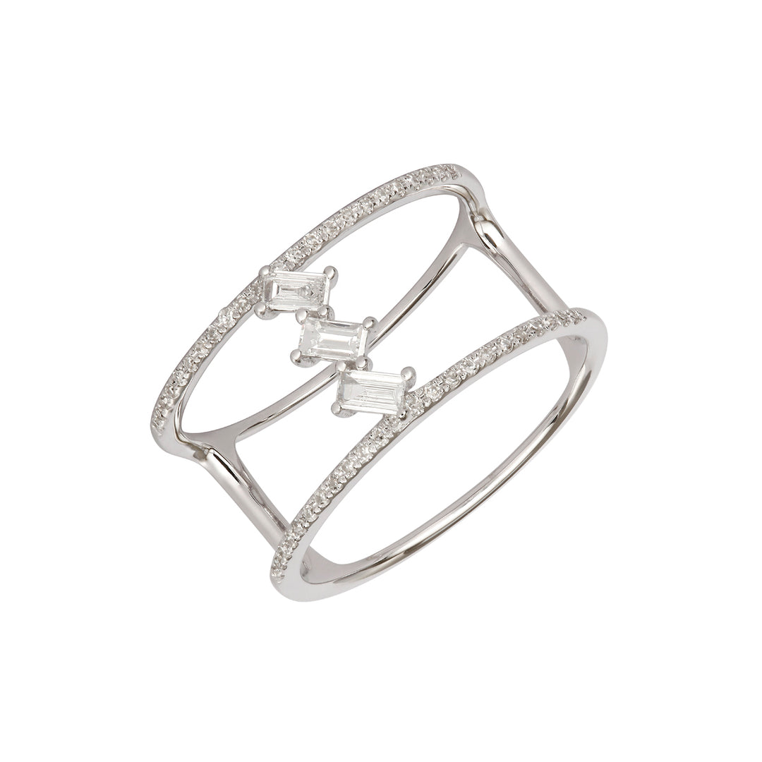 Two Bands Baguette Ring