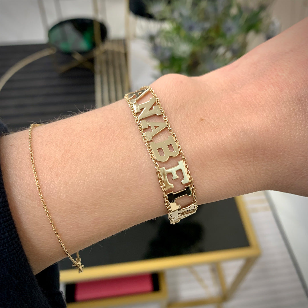 Two Chains Bold Name Bracelet - Main Image